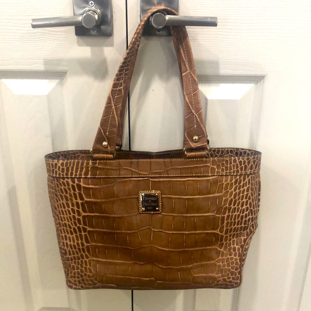 Dooney & Bourke Tan Crocodile Leather Tote with Gold Hardware. Nice Laptop Bag